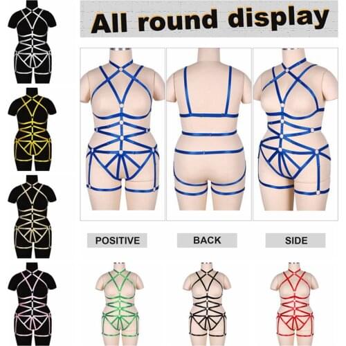 Full Body Bondage Plump Women Underwear Gothic Plus Size Sexy Lingerie Set Body Harness Suspenders Bdsm Garters For Stockings