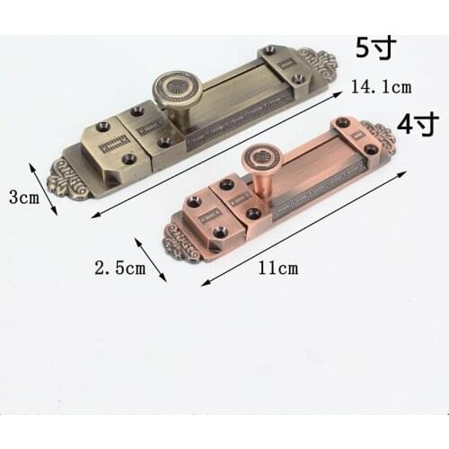 European-style Zinc Alloy Solid Bolt Door Latch Vintage Security Locks Buckle Antique Hotel Hardware Accessories 4 Inch/5 Inch