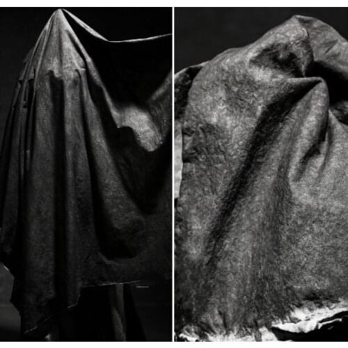 Black and gray fried cotton and linen Oxford fabric, creative diy jacket clothing designer fabric