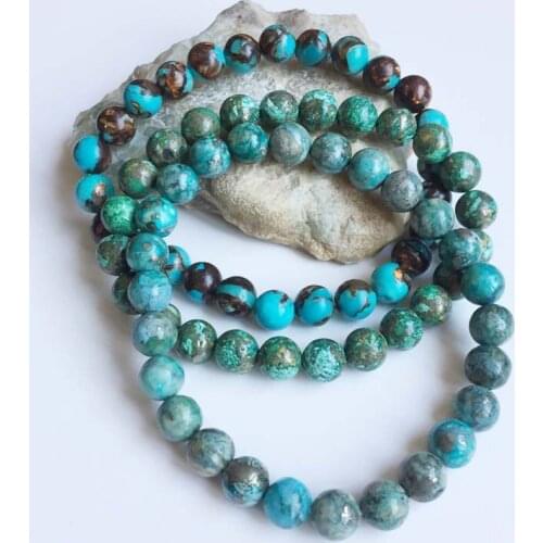 Gold Silver Copper Turquoise Stone Bracelet 8MM Natural Gemstone Beading Healing Power Energy Jewelry