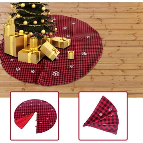 Christmas Tree Decor Red and Black Plaid Christmas Tree Skirt Fur Skirt Xmas Christmas Decorations Home Christmas Furnishings