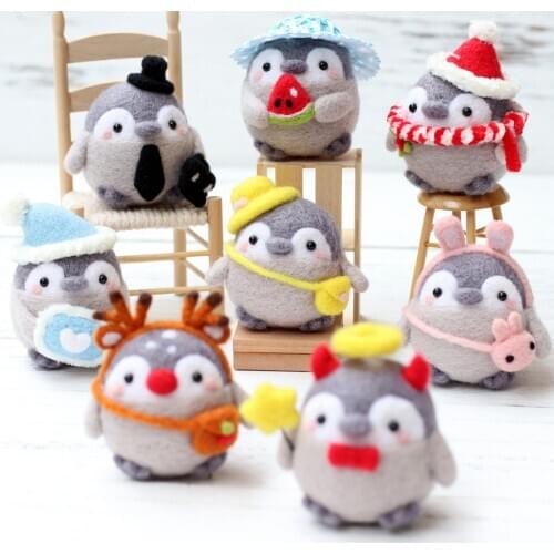 DIY Non finished Plush Doll Handmade Animal Pet Doll Toy Wool Needle felting Kit Dog Cat Penguin Decoration Birthday Gift