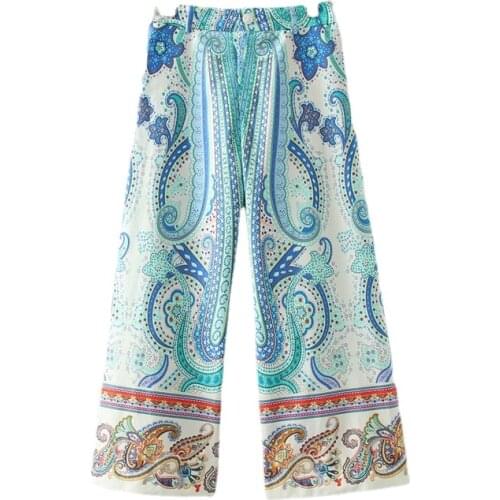 DOUJILI 2021 Fashion Summer Vintage Printing Bohemia Pants Trousers Women High Quality Soft Loose Width Pants