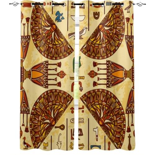 Ancient Egyptian Hieroglyphs Window Curtains for Living Room Luxury Kitchen Bedroom Drapes Home Decor Backdrop Curtain
