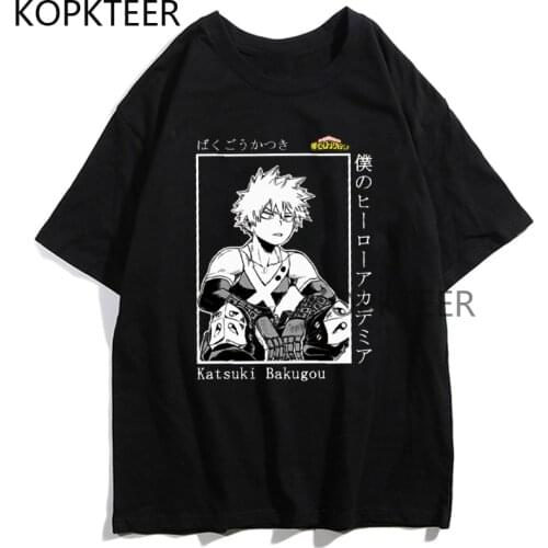 Anime Bakugou Katsuki My Hero Academia T Shirt Men Women Summer Clothing Harajuku Cartoon Manga Short Sleeve Streetwear T-shirts