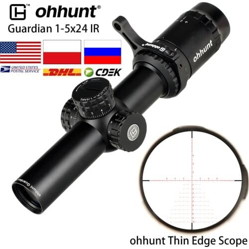 Hunting ohhunt Guardian 1-5X24 IR Riflescopes Glass Etched Reticle RG Illumination Thin Edge Turrets Lock Compact Shooting Scope