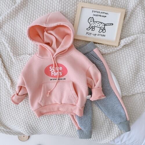 Girls Clothing Sets Autumn Winter Children Fashion Thick Velvet Hoodies Pants 2pcs Tracksuits For Baby Girl Kids Jogging Suits 6