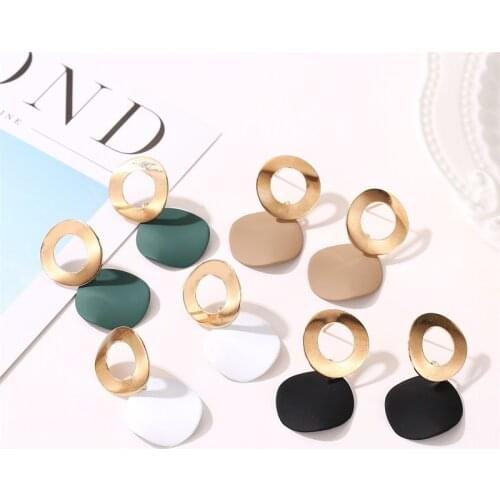 Korean Trendy Statement Dangle Drop Earrings For Women Vintage Green Black Hanging Earrings Pendientes Mujer Moda 2020