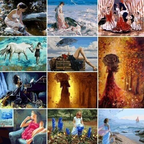 50/65/75cm Painting By Numbers woman Sexy Oil Painting Portrait Pictures By Number Paint By Numbers For Adults Home Decor