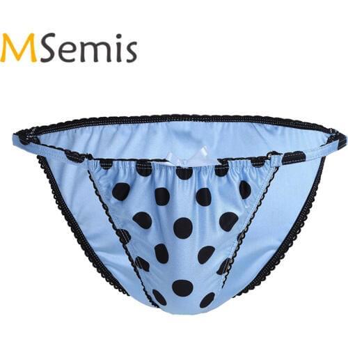 Swimwear Mens Swimsuit Underwear Bikini Briefs Swimming Suit Polka Dots Bow Low Rise Underpants Male Panties Swimming Truck