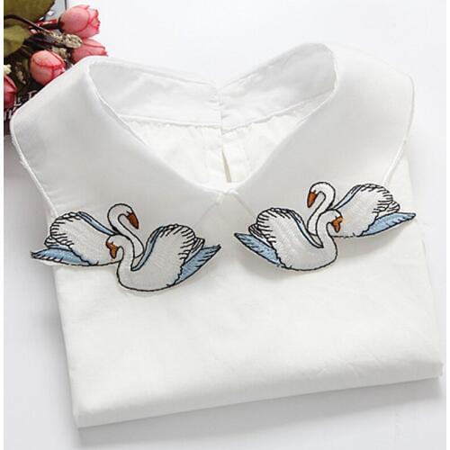 Little Swan fashion wild common fake collar chiffon shirt collar fake shirt lace sweater Elegant embroidery collier femme