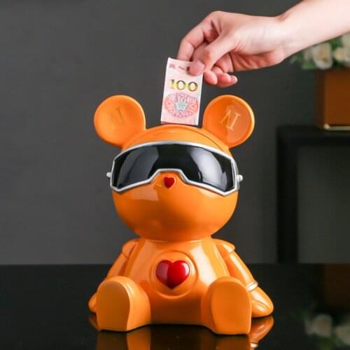 Cartoon Bear,Statue,Desktop Decoration,Fashion Sculpture,Modern,Home Room Decor,Figurine Miniature,Childrens Gifts,Coin Bank