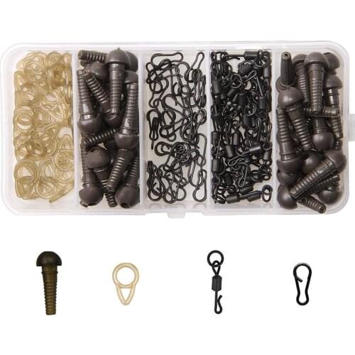 160Pcs Carp Fishing Rig Accessories Kit Include Safety Lead Sleeves Quick Change Swivel With Ring Run Rig Rings And Snap Clips