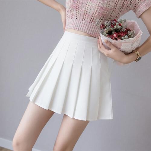 New Sexy Women Pleated Skirt Summer High Waist Chic A Line Ladies Pink Mini Skirt Korean Zipper Preppy Style Girls Dance Skirt