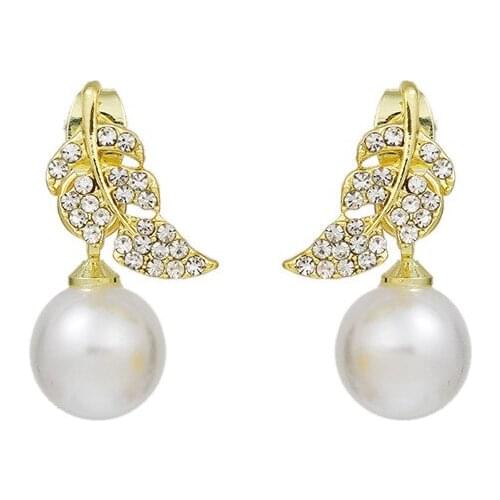 New Jewelry Imitation Pearl Leaves Simple Fashion Ear Stud Earrings Kolczyki Aretes De Mujer Earrings For Women