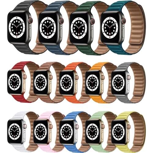 Original Leather Link strap For Apple watch band 44mm 40mm 38mm 42mm watchabnd sport Loop bracelet iWatch seires 5 4 6 SE 3