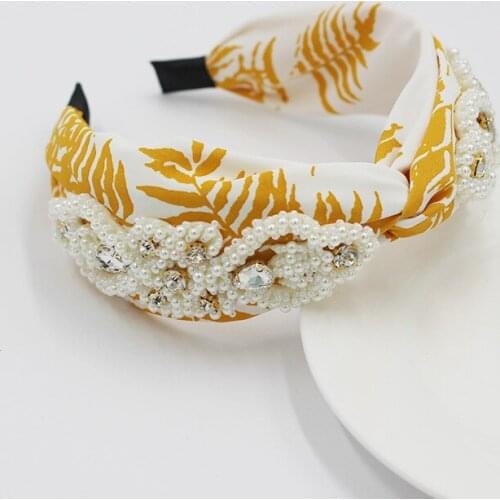 Oaoleer Rhinestone Crystal Cloth Hair Band New Fashion Personality Idyllic Hair Band Women Hair Accessories Wide Side Hair Band