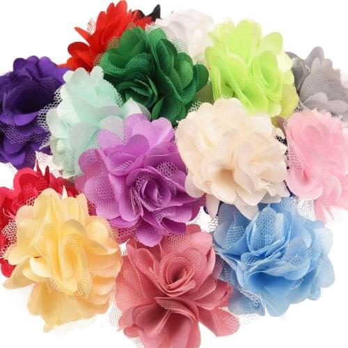 18PCS 2inch Satin Flowers Cute Hair Accessories for Baby Girls Headbands Boutique Flower Accessory For Hairclip Barrettes