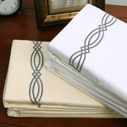 Pure cotton twill satin embroidered bed sheet 800 Thread Count Sateen Weave100% Natural Extra Long Staple Cotton White