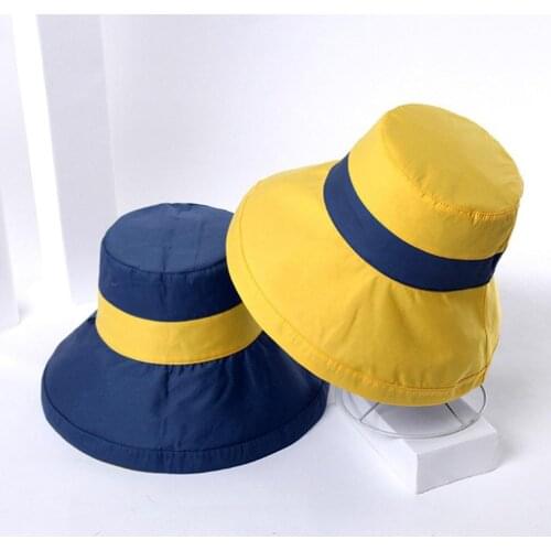 UV-resistant Wide-brimmed Sun Hat Reversible Fisherman Hat Breathable Sun-proof Cotton Stitching Vacation Hat For Sun Protection