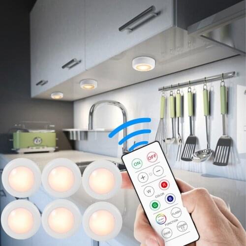 LED Cabinet Light USB charging RGB 16 Color Puck Dimmable Under Shelf Kitchen Counter Lighting Remote Controller Night Lamp