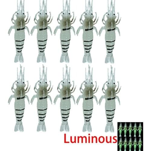 10pcs Wobbler Goods For Fishing Lure Prawn Tackle Artificial Bait Luminous Soft Silicone Carp Trout Winter No Hook Swimbait 4cm
