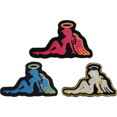 Angel lady rider Embroidered punk biker Patches Clothes Stickers Apparel Accessories Badge