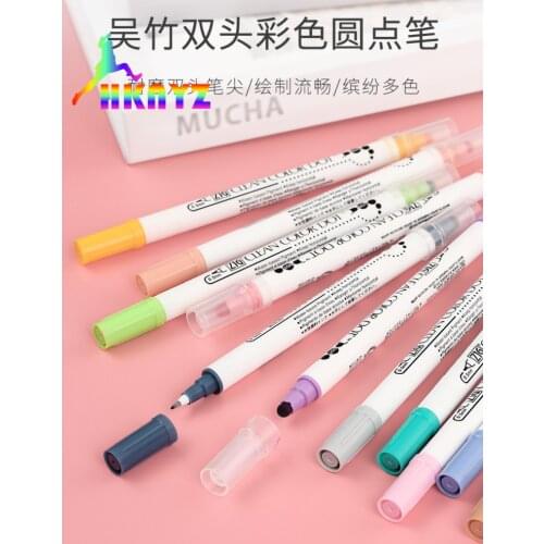1sets Japan Zig KURETAKE CLEAN COLOR DOT TC-6100 Double Tip Watercolor Pen New Metallic Color Round Stamp Marker Soft Colors