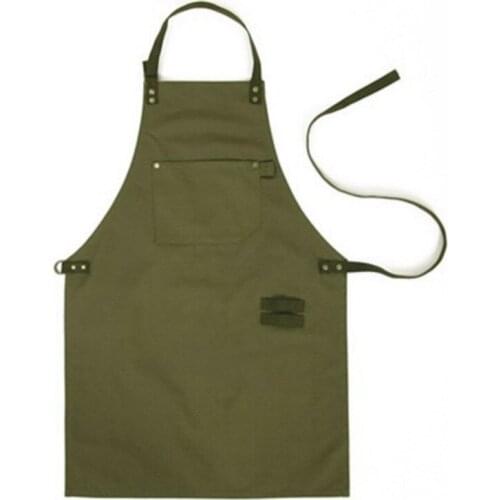 Army Green Canvas Style Aprons Catering Kitchen apron Unisex Woman Men Male Lady Cooking Restaurant Barista Work Apron DW1
