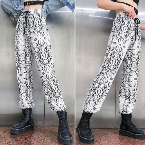 High Waist Women Snake Skin Print Pants Hippie Design Joggers Baggy Trousers Hipsters Streetwear Slacks Hip Hop