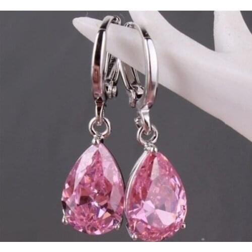 New Long Earring For Women Fashion Party Jewelry silver color Moonstone Color Water Drop Natural Zircon Dangle Earring