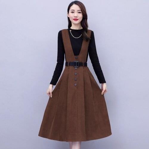 Women Dress Sets 2021 Spring Fashion Mujer Saia Ladies Sweater Suit Womens Casual High Waist Long Vintage Autumn Dress X87