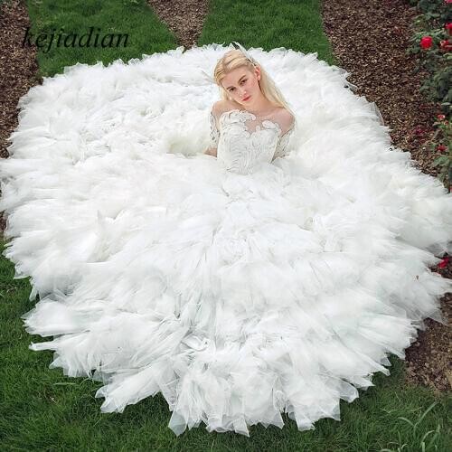 Ball gown Wedding Dresses tiered 2020 Lace Vestidos De Novia Plus Size Bride dress Bridal Gowns Custom made