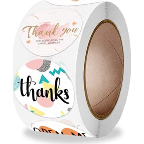 100-500pcs Thank You Round Sticker Scrapbook Envelope Seal Sticker Gift Flower Decoration Stationery Label Sticker