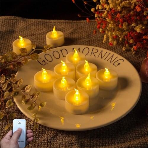 12Pcs Flameless Remote Control Candles Light Battery Operated Warm White Pillar Candle LED For Halloween Christmas Wedding Decor