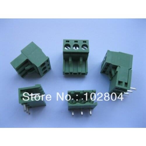 120 Pcs Pitch 5.08mm Angle 3way/pin Screw Terminal Block Connector Pluggable Type Green 2EDCK-2EDCR-5.08