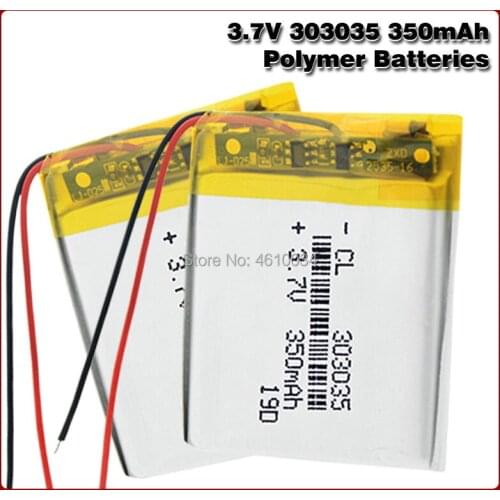 303035 3.7v 350mAh Lithium Ion Li-polymer Battery PCM Protected Selfie Stick Driving Recorder Locator Radio Lipo Bateria