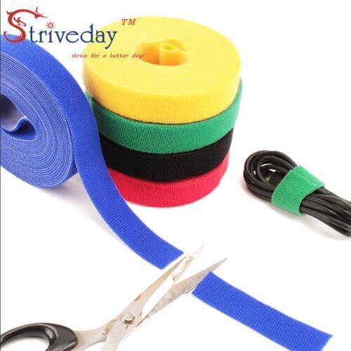 5 m/roll magic tape nylon cable ties Width 3cm cable wire ties Earphone Winder velcroe tie 4 colors choose from