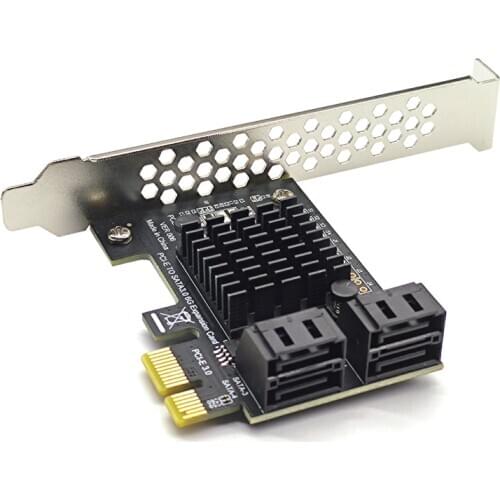 SATA PCI e Adapter 4 Port SATA 3.0 to PCIe x1 GEN3 Expansion Adapter Card SATA 3 III PCI-e PCI Express Converter ASMedia ASM1064