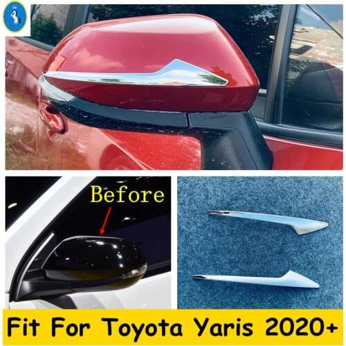 Car Rearview Mirror Decoration Strip Cover Trim 2pcs ABS Chrome Accessories Exterior Refit Kit Fit For Toyota Yaris 2020 2021