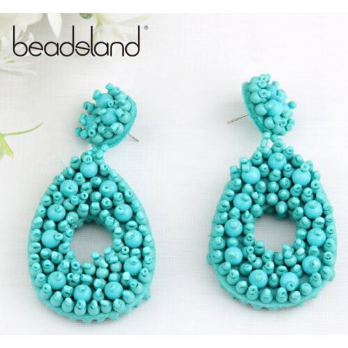 Beadsland Drop Earrings Colorful Manual Nail Glass Beads Water Drop Design Fashion Woman Girl Party Festival Hot Sell Gift 40235