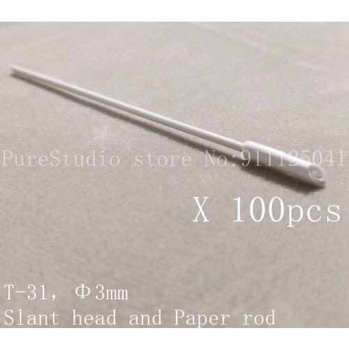 Free Shipping 100pcs Rubystick T-31，3mm slant head，paper rod，Cleaning Swabs for printhead，PU cleaner，small holes clean，dust-free