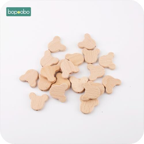 Bopoobo Beech Wooden Bear Beads DIY Teething Nursing Mom Necklace Food Grade Wood 5pcs Beads jewelry Making Teethers