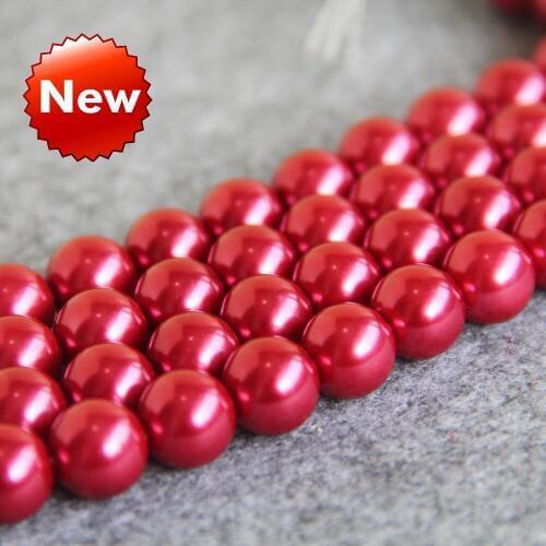 New For Necklace&Bracelet 12mm Red Shell Pearl Beads SeaShell DIY Gifts For Women Girl Loose Beads Jewelry Making Design 15inch