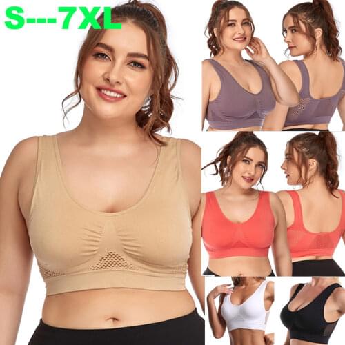 Breathable Fitness Running Vest Sleep Underwear Padded Crop Tops Hollow Out Women Soft Sport Bra Underwear Top Bras S-6XL