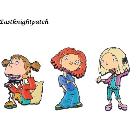 E2619 Cartoon Funny Girls Enamel Pins Brooches Bag Clothes Lapel Pin Badges Funny Anime Jewelry Gifts