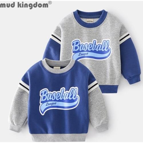 Mudkingdom Boys Fleece Sweatshirts Print Letter Long Sleeve Loose Crew Neck Tops for Toddler Drop Shoulder Autumn Winter Clothes