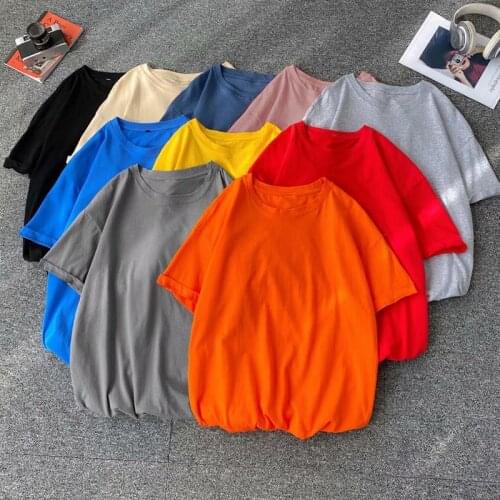 Short Sleeve Loose Men T-Shirt 2021 Spring Summer Solid Color Tops Men Casual O-Neck Collar Basic Shirts Male Tees Clothing XXXL