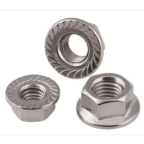 M4 M5 M6 M8 M10 M12 Hex Serrated Flange Nuts Lock Nut DIN 6923 A2 304 Stainless For Metric Coarse Bolts & Screws M3-M12