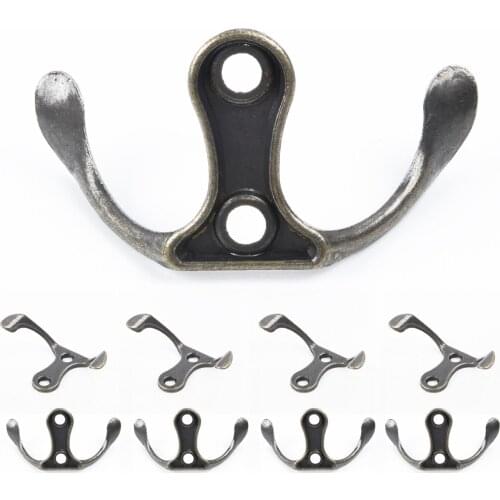 Hot Sale 10x Wall Door Zinc Alloy Antique Hook Hanger For Key Clothes Coat Hat Bag Towel For Home Living Room